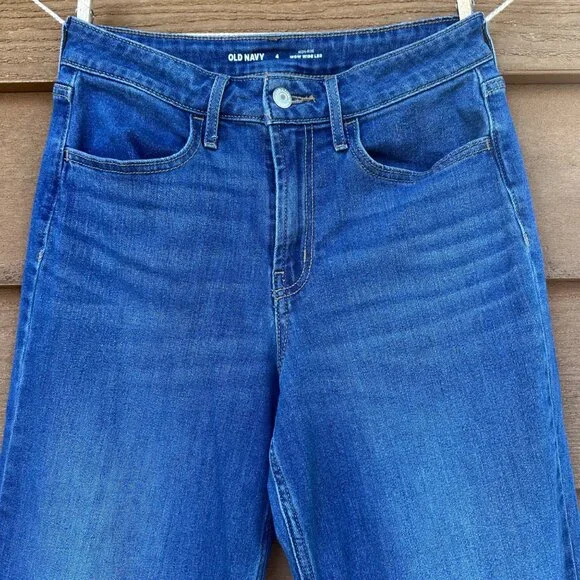 Old Navy Womens High-Rise Wow Wide Leg Jeans Size 4 Blue Denim Cotton Blend - Picture 5 of 13